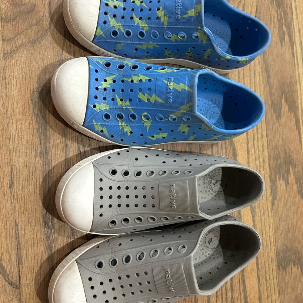 Native Blue and Gray Jefferson Perforated Slip-On Sneakers C12